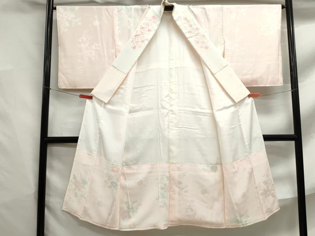 平和屋着物■長襦袢　袷　草花文　暈し染め　半衿刺繍　正絹　逸品　DABF4850qa