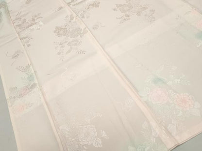 平和屋着物■長襦袢　袷　草花文　暈し染め　半衿刺繍　正絹　逸品　DABF4850qa