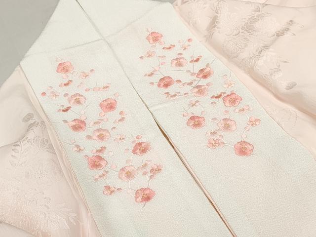 平和屋着物■長襦袢　袷　草花文　暈し染め　半衿刺繍　正絹　逸品　DABF4850qa