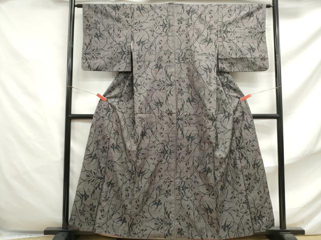 平和屋着物□本場大島紬 7マルキ 草花文 正絹 逸品 DABF4858qa