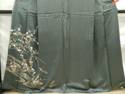平和屋着物■訪問着　流水草花文　暈し染め　金彩　正絹　逸品　DABF4859qa
