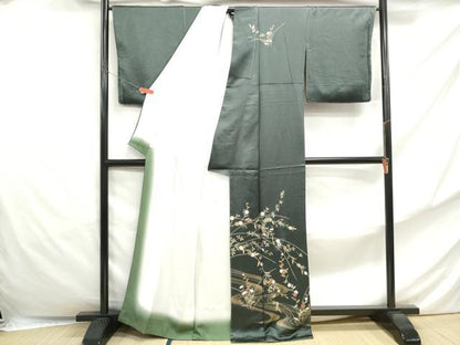 平和屋着物■訪問着　流水草花文　暈し染め　金彩　正絹　逸品　DABF4859qa