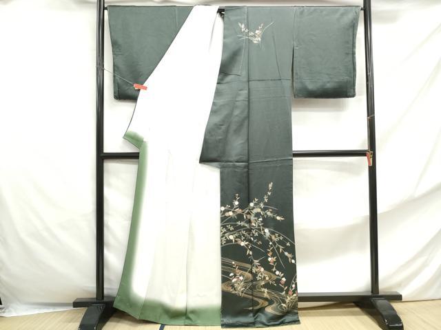 平和屋着物■訪問着　流水草花文　暈し染め　金彩　正絹　逸品　DABF4859qa