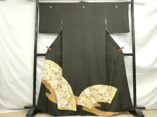 平和屋着物■豪華黒留袖　駒刺繍　菊尽くし　金彩　正絹　逸品　DABF4861qa