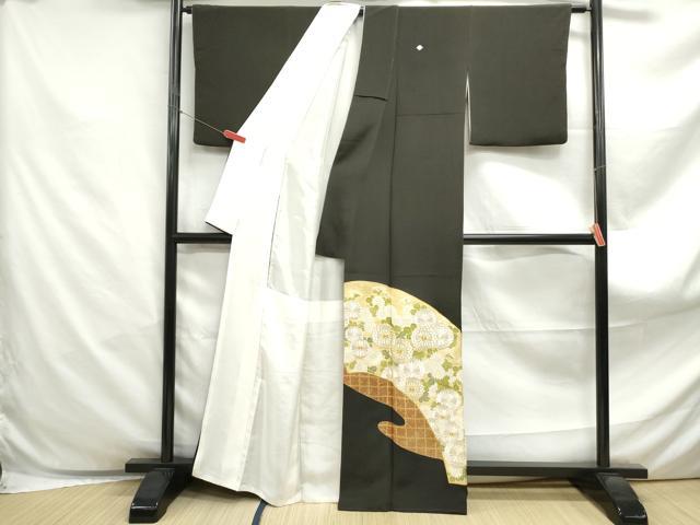 平和屋着物■豪華黒留袖　駒刺繍　菊尽くし　金彩　正絹　逸品　DABF4861qa