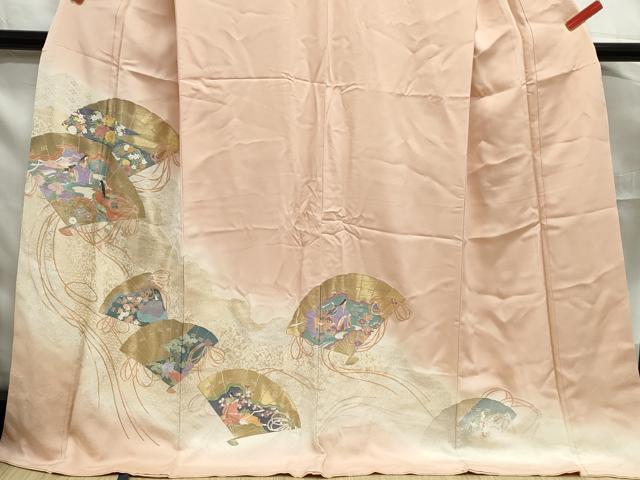 平和屋着物■豪華色留袖　寿光織　檜扇人物花文　暈し染め　金糸　ロング丈　正絹　逸品　DABF4864qa