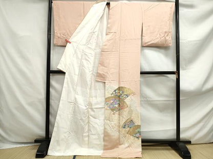 平和屋着物■豪華色留袖　寿光織　檜扇人物花文　暈し染め　金糸　ロング丈　正絹　逸品　DABF4864qa
