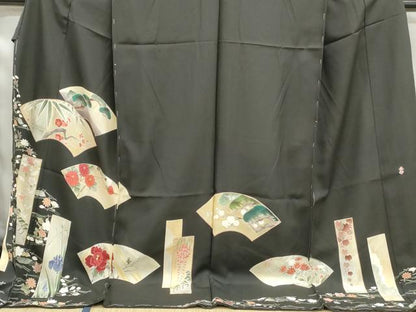 平和屋着物■京友禅作家　倉田泰波　黒留袖　地紙花文　松竹梅　仮絵羽　正絹　逸品　未使用　DABF4869qa