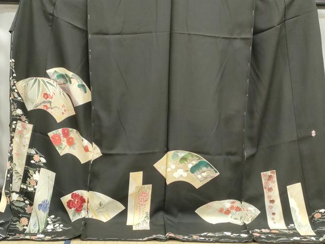 平和屋着物■京友禅作家　倉田泰波　黒留袖　地紙花文　松竹梅　仮絵羽　正絹　逸品　未使用　DABF4869qa
