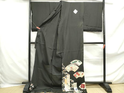 平和屋着物■京友禅作家　倉田泰波　黒留袖　地紙花文　松竹梅　仮絵羽　正絹　逸品　未使用　DABF4869qa