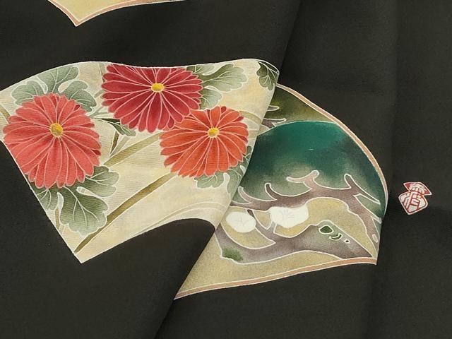平和屋着物■京友禅作家　倉田泰波　黒留袖　地紙花文　松竹梅　仮絵羽　正絹　逸品　未使用　DABF4869qa