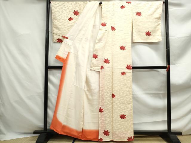 平和屋着物■上質な小紋　楓文　正絹　逸品　DABF4873qa