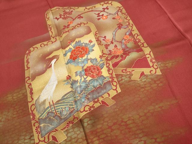 平和屋着物■訪問着　刺繍　花鳥文　暈し染め　金彩　正絹　逸品　DABF4875qa