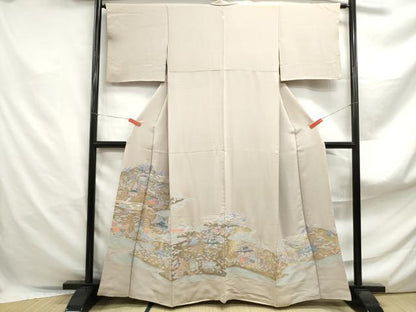平和屋着物■豪華色留袖　寿光織　風景花文　暈し染め　金糸　正絹　逸品　DABF4881qa