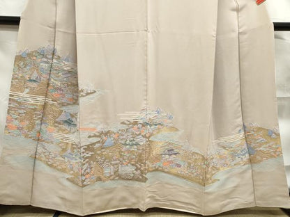 平和屋着物■豪華色留袖　寿光織　風景花文　暈し染め　金糸　正絹　逸品　DABF4881qa