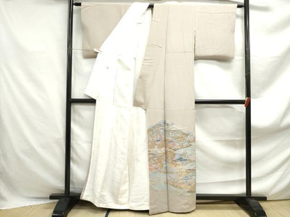 平和屋着物■豪華色留袖　寿光織　風景花文　暈し染め　金糸　正絹　逸品　DABF4881qa