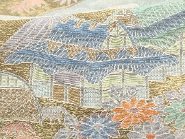 平和屋着物■豪華色留袖　寿光織　風景花文　暈し染め　金糸　正絹　逸品　DABF4881qa