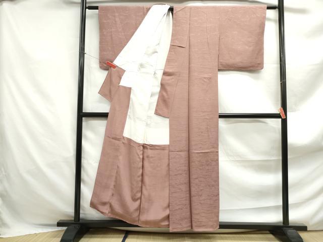 平和屋着物■上質な色無地　雲取り地紋　鴇浅葱色　正絹　逸品　DABF4883qa