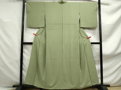 平和屋着物■上質な色無地　若葉色　胴抜き仕立て　正絹　逸品　DABF4884qa