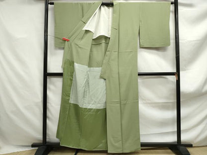 平和屋着物■上質な色無地　若葉色　胴抜き仕立て　正絹　逸品　DABF4884qa