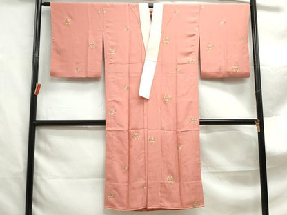 平和屋着物■長襦袢　無双仕立て　向かい鳥花文　金彩　半衿刺繍　正絹　逸品　DABF4885qa