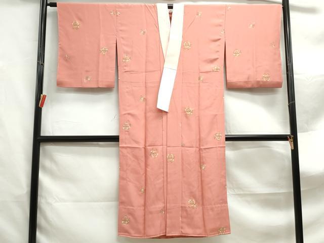 平和屋着物■長襦袢　無双仕立て　向かい鳥花文　金彩　半衿刺繍　正絹　逸品　DABF4885qa