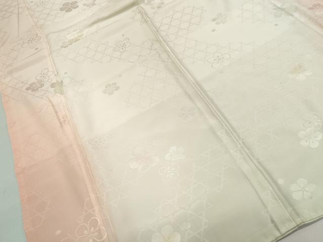 平和屋着物■長襦袢　袷　舞梅地紋　暈し染め　半衿刺繍　正絹　逸品　DABF4886qa