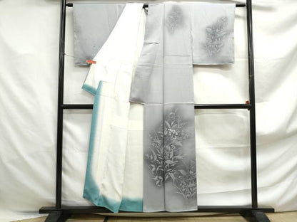 平和屋着物■訪問着　刺繍　草花文　暈し染め　正絹　逸品　DABF4888qa