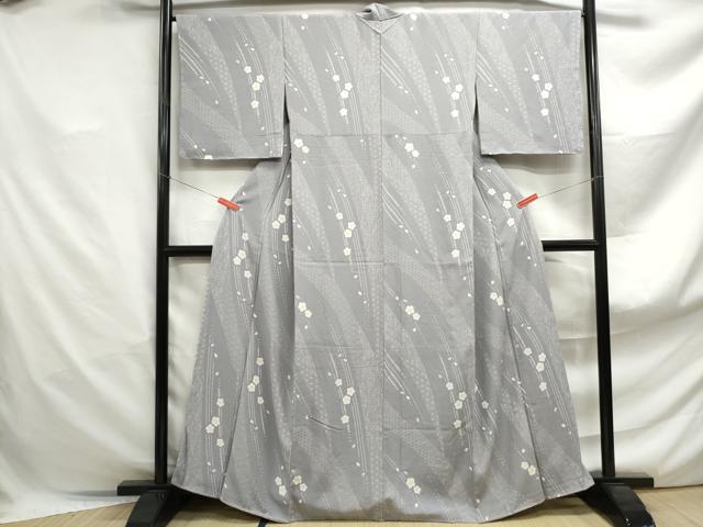 平和屋着物■上質な小紋　舞桜文　鬼しぼ縮緬　正絹　逸品　DABF4889qa