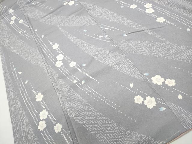 平和屋着物■上質な小紋　舞桜文　鬼しぼ縮緬　正絹　逸品　DABF4889qa