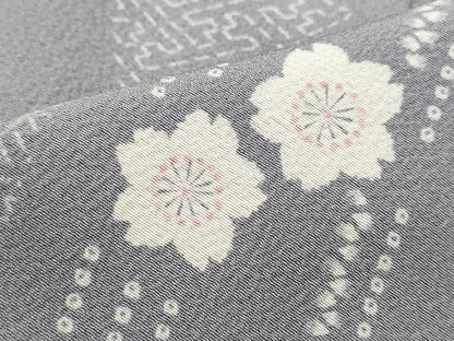 平和屋着物■上質な小紋　舞桜文　鬼しぼ縮緬　正絹　逸品　DABF4889qa