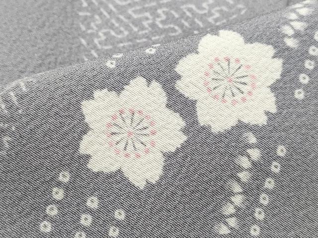 平和屋着物■上質な小紋　舞桜文　鬼しぼ縮緬　正絹　逸品　DABF4889qa