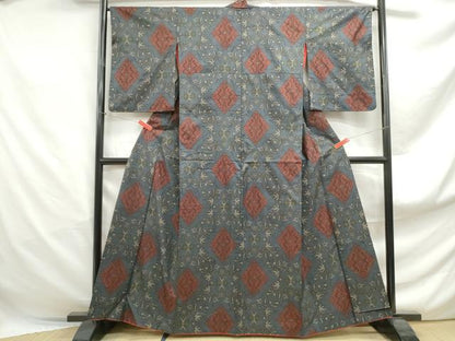 平和屋着物■本場村山大島紬　花菱文　正絹　逸品　DABF4895qa
