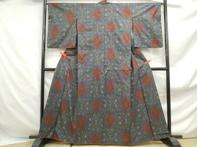 平和屋着物■本場村山大島紬　花菱文　正絹　逸品　DABF4895qa