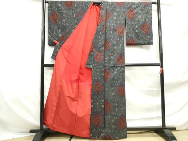 平和屋着物■本場村山大島紬　花菱文　正絹　逸品　DABF4895qa