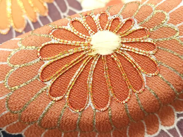 平和屋着物■豪華黒留袖　駒刺繍　飛鶴花文　金彩　正絹　逸品　DABF4908qa