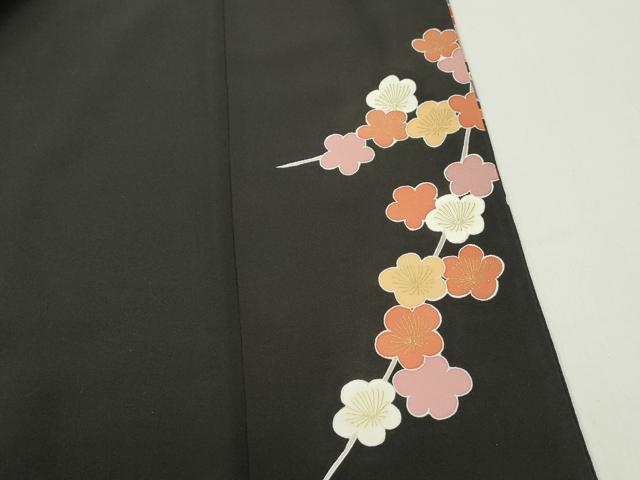 平和屋着物■豪華黒留袖　駒刺繍　飛鶴花文　金彩　正絹　逸品　DABF4908qa