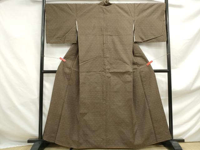 平和屋着物■上質な紬　井絣　正絹　逸品　DABF4910qa