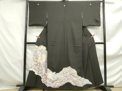 平和屋着物■豪華黒留袖　花鳥文　金銀糸　金銀彩　正絹　逸品　DABF4912qa