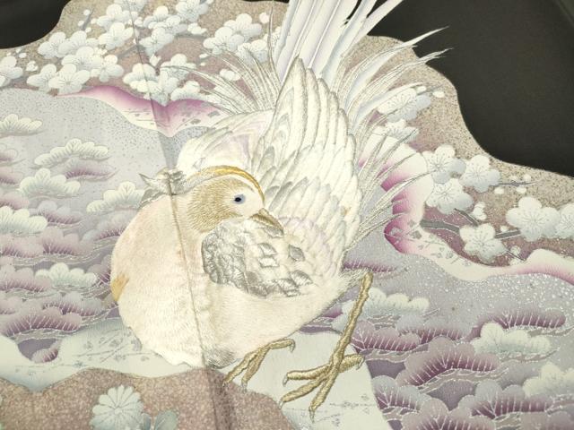 平和屋着物■豪華黒留袖　花鳥文　金銀糸　金銀彩　正絹　逸品　DABF4912qa