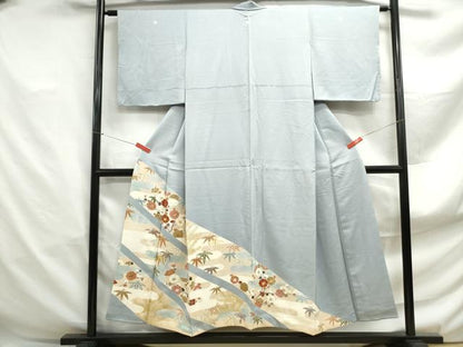 平和屋着物■豪華色留袖　駒刺繍　エ霞笹梅文　金彩　正絹　逸品　DABF4914qa
