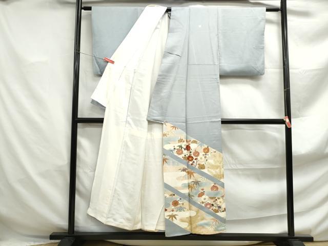 平和屋着物■豪華色留袖　駒刺繍　エ霞笹梅文　金彩　正絹　逸品　DABF4914qa