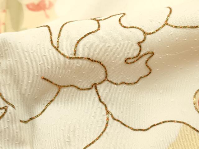 平和屋着物□訪問着 手描き 駒刺繍 草花文 正絹 逸品 DABF4917qa