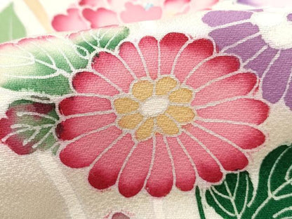 平和屋着物■小振袖　二尺袖　草花文　暈し染め　正絹　逸品　DAAQ4554qam