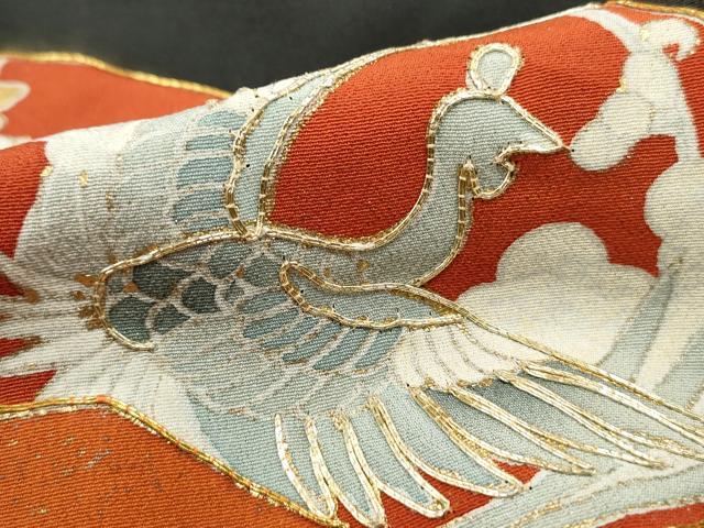 平和屋着物■豪華黒留袖　駒刺繍　扇面花鳥文　金彩　正絹　逸品　DABF4919qa