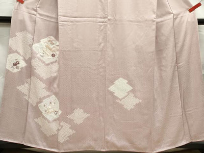平和屋着物■訪問着　絞り　刺繍　松皮菱花文　銀彩　正絹　逸品　DABF4920qa