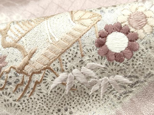 平和屋着物■訪問着　絞り　刺繍　松皮菱花文　銀彩　正絹　逸品　DABF4920qa