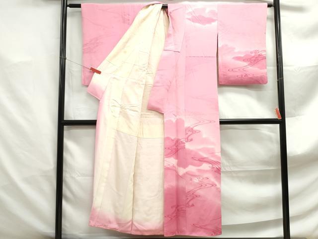 平和屋着物■訪問着 流水雲文 暈し染め 正絹 逸品 DABF4922qa