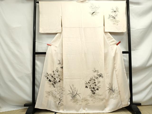 平和屋着物■訪問着　手描き　流水枝花文　正絹　逸品　DABF4923qa