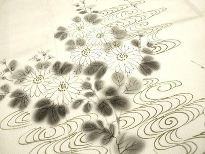 平和屋着物■訪問着　手描き　流水枝花文　正絹　逸品　DABF4923qa